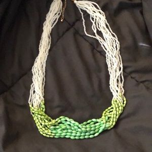 Green an white bead necklace